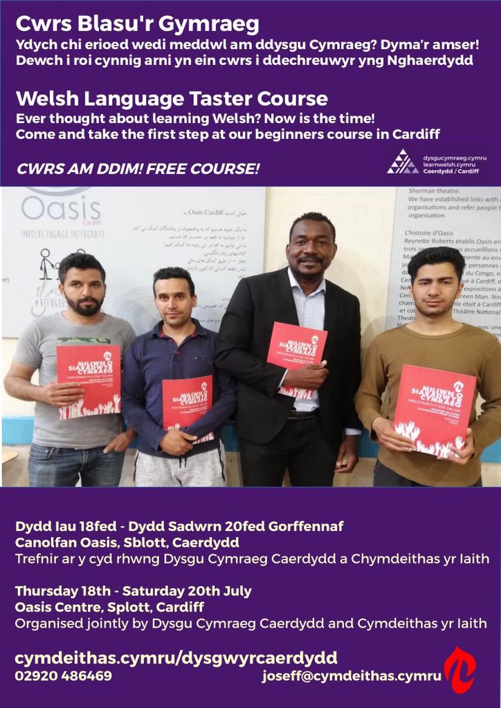 Znacie kogoś, kto chciałby nauczyć się języka walijskiego? Nasz kurs dla początkujących to świetna okazja, żeby spróbować. A do tego jest za darmo!

📌18-20 lipca
📍Centrum Oasis w Cardiffie 

Organizowany we współpracy z Dysgu Cymraeg Caerdydd

cymdeithas.cymru/dysgwyrcaerdydd