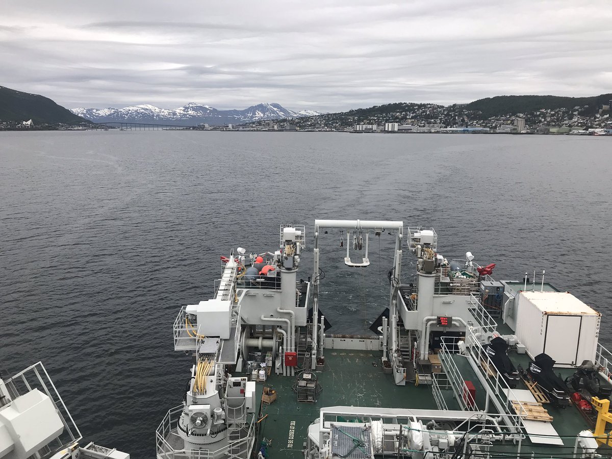Finally we and #RVKronprinsHaakon   are heading North for the #melosiraresearch expedition. Three weeks of hard sampling work, wonderful experiences, and brainstorming and developing new ideas and projects with colleagues await us. 🍀. #eDNA #ArcticGenomics #Gadids #Arctic