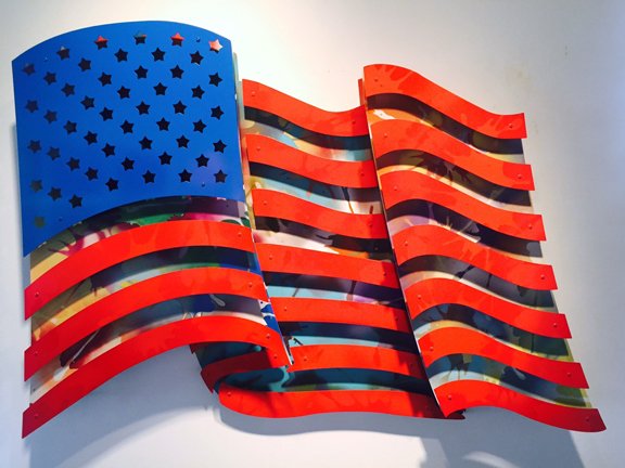 FPcontemporary's tweet photo. We will be closed for 4th of July weekend, July 4th-8th. We will reopen on Tuesday, July 9th. Enjoy your holiday break! 

Pictured here: Michael Kalish, "American Flag", layered laser cut aluminum and enamel, 33 x 48 x4.5 inches https://t.co/JaDZD39tAO