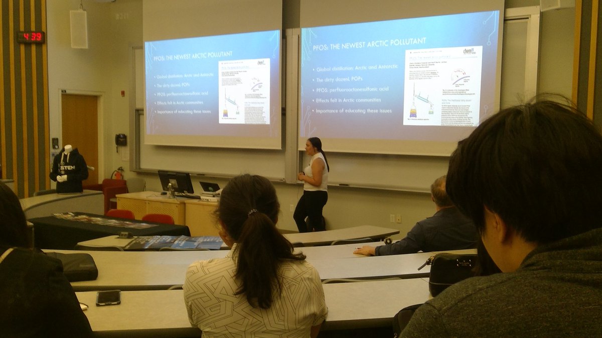 Hey <a href="/chem13news/">Chem 13 News</a> , we are listening to Chaim Anderson talk about her articles making Chemistry relevant to Inuit at #wcse2019 Great talk!