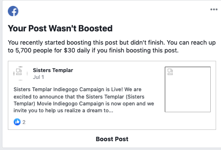 Should we boost our post? Hummm... 

#instagramdown #facebookdown #whatsappdown #SistersTemplar #FandomStudios #IMDb #shortfilm #SciFiMovies #fantasy 

bit.ly/SistersTemplar…