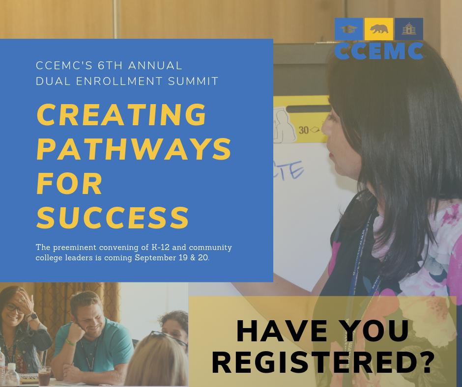 CADualEnroll's tweet photo. This September 2019, make plans to improve your dual enrollment program with us. #CreatingPathwaysForSuccess Register online today: https://t.co/2lidIQ81ZQ https://t.co/haW9sK8KxT