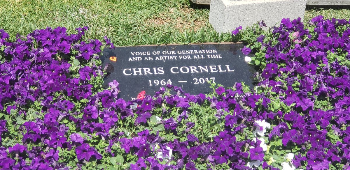 Finally able to pay my respects. Not all American heroes fight wars with guns, some of the greatest fight wars with their words and their music. This is the first grave I have ever visited with purpose. @vickycornell thank you for letting us share. #SayHello2Heaven #LoudLove