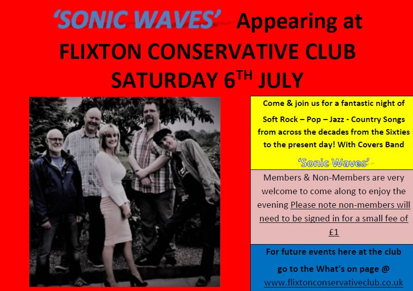 FlixtonConsClub's tweet photo. Live music @FlixtonConsClub on the evening of Saturday 6th July. @FlixtonUrmston @So_Urmston #sonicwaves @IndieUrmston https://t.co/7z4W4wwRrt
