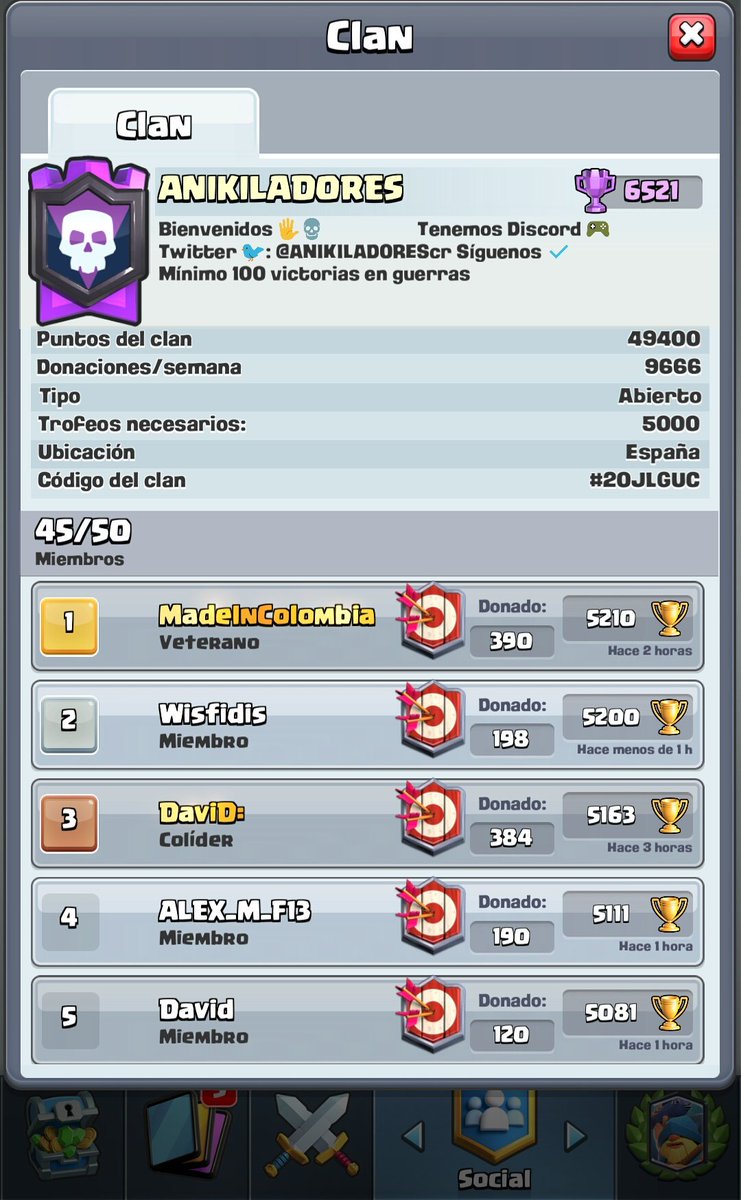Si quereis formar parte de esta familia no dudeis en entrar al clan. 
Abierto para gente con +5000 y que tengo record de +5600 en su historial.