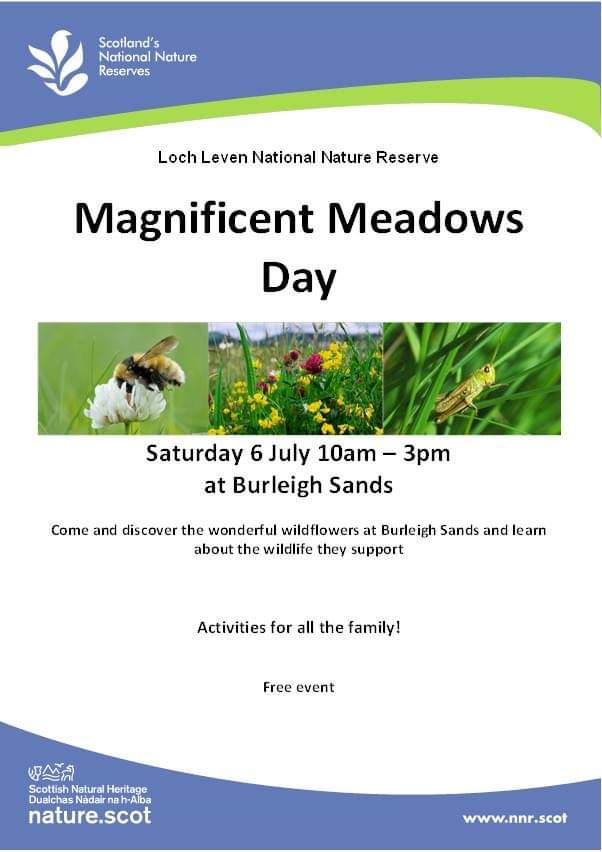 Want to find out more about our amazing meadows, or looking for some fun, free activities to do? Why not come along to our Meadows Day on Saturday 6th July, 10am-3pm at Loch Leven NNR's Burleigh Sands!

#scotnature