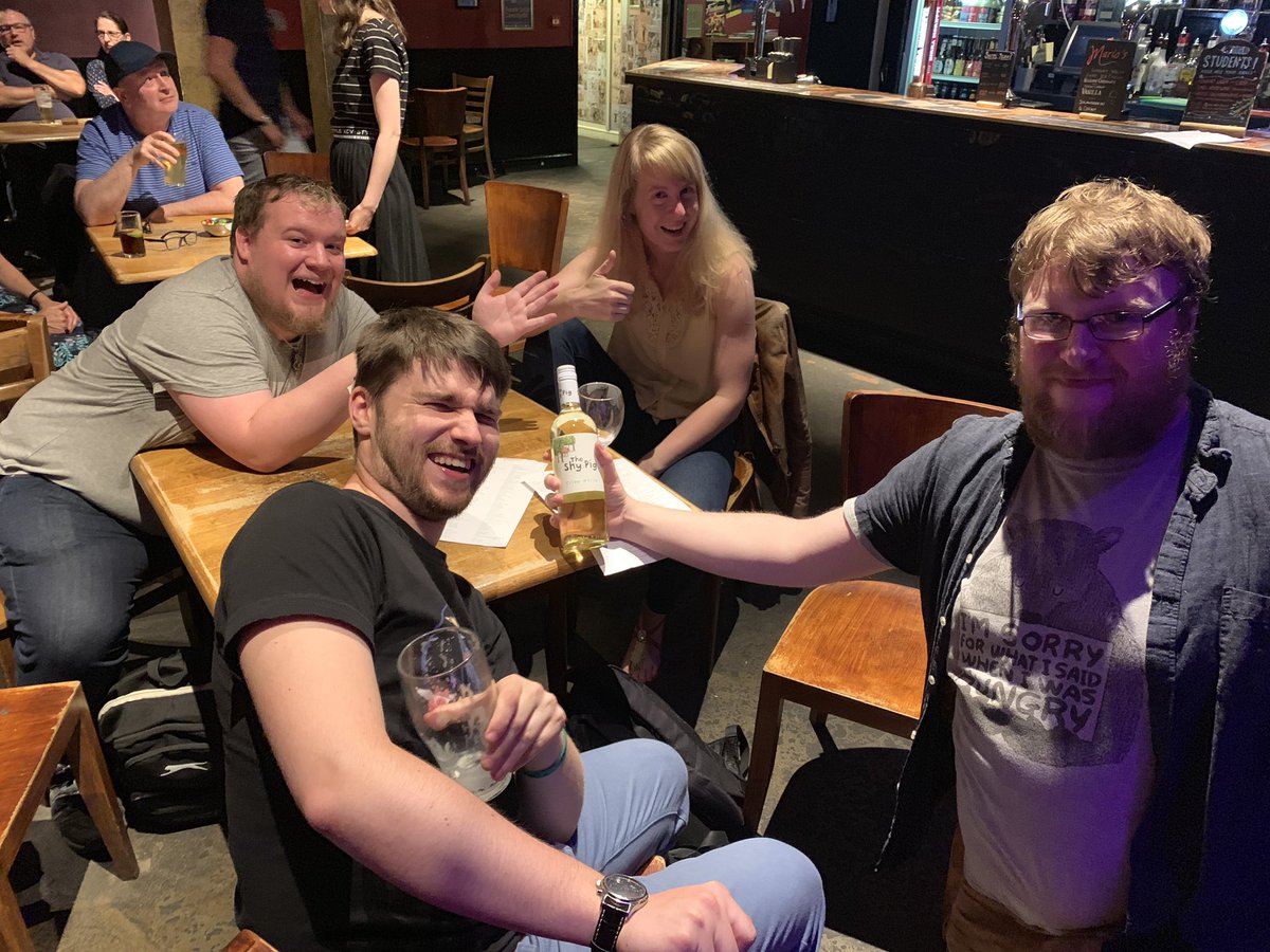 bandaokeshow's tweet photo. “I can finally put ‘winning the Bandaoke bottle of wine’ on my CV” - Connor.

Bloody amazing atmosphere for the last ever Wednesday Bandaoke, you guys. See you on the third Friday of every month from now on!! 💙 @Porterscardiff https://t.co/9xjqY6RQSt