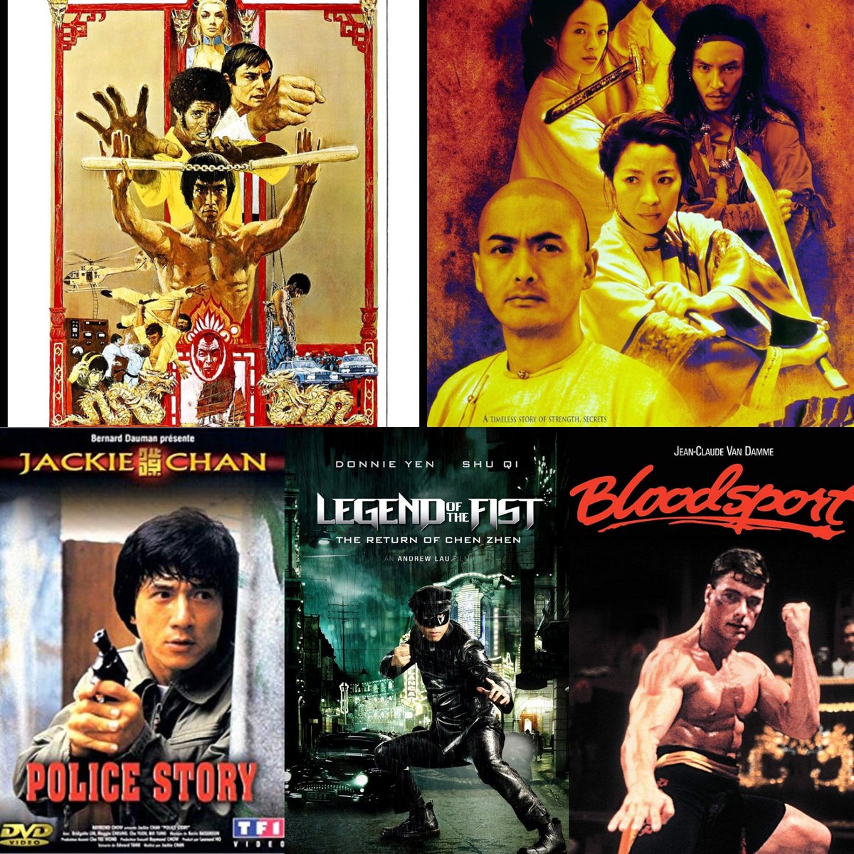 TheNoveliss's tweet photo. My Top 10 Favorite Martial Arts Films.  Yours?

1. Iron Monkey 
2. Way of the Dragon 
3. IP Man
4. Legend of the Drunken Master 
5. Ong Bak II 
6. Enter the Dragon 
7. Crouching Tiger Hidden Dragon 
8. Police Story 
9. Legend of the Fist
10. Bloodsport 

*HM
The Raid
Flashpoint https://t.co/8Ns5kndzXI
