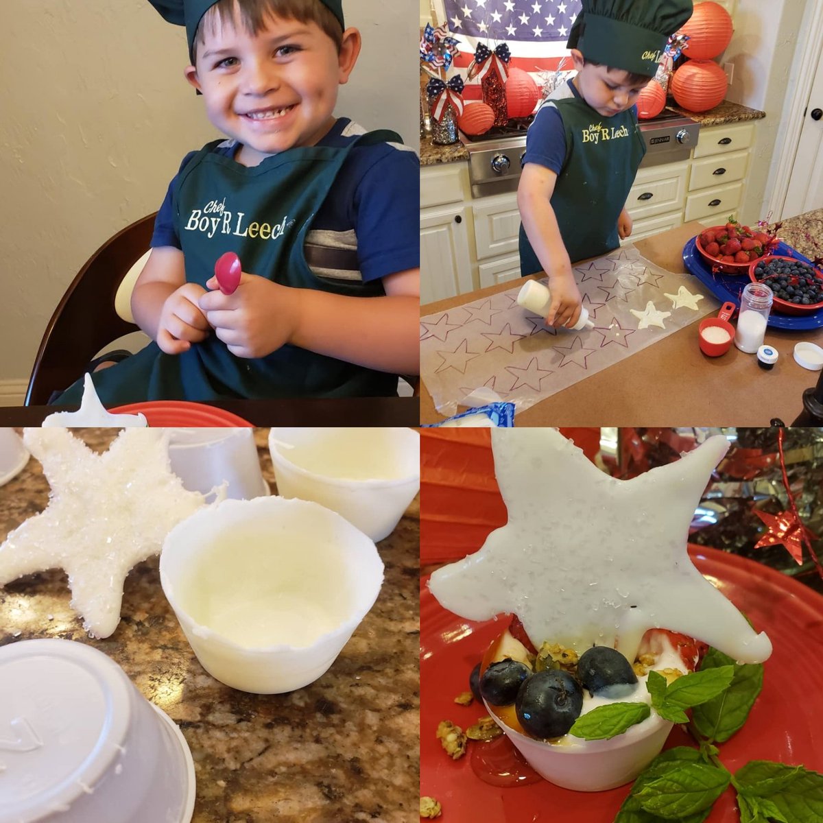 LadyBugM7's tweet photo. 🇺🇸Chef Boy R Leech is ready for Independence Day. July 4th!  
Chef Leech is making White Chocolate Greek Yogurt Fruit Cups 
#ChefboyRleech #kidchef #IndependenceDay #July4th #redwhiteblue #fruittray #chocolate #whitechocolate #greekyogurt #fruit #USA #freedom #fireworks https://t.co/9dos0hYe5I
