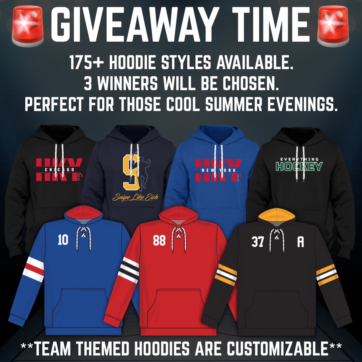 🚨GIVEAWAY TIME🚨

Retweet for a chance to win any hockey lace hoodie from our store! You must be following us for a chance to win. The winners will be selected on July 24th. Good luck to everyone☺️