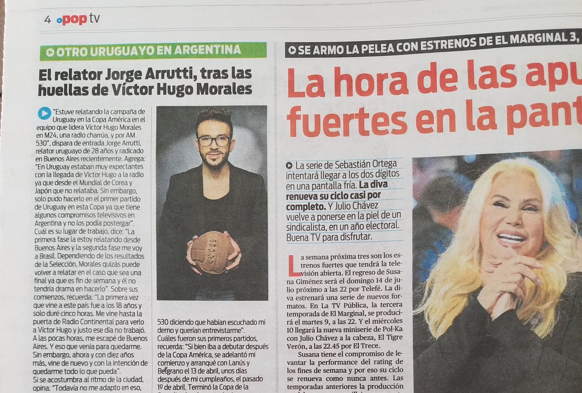 arruttiok's tweet photo. ⚽️🎧🎙 "Otro 🇺🇾 en 🇦🇷"
@elpopularmedios gracias por esta nota. La #copaamerica2019 por @M24radio y los primeros partidos en @relatores2 el equipo de @VHMok.

#elpopu #fútbol #uruguay #argentina https://t.co/itlCtzJHzz