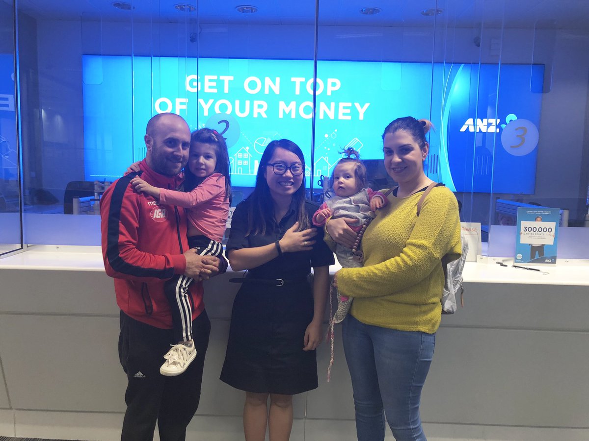 Welcome to Matthew and Carmela for refinancing their home loan to ANZ! 🏠They have taken advantage of our New home loan campaign and taking ✈️ 300,000 frequent flyer points for qantas! Family holiday✔️<a href="/claudepiscione1/">Claude Piscioneri</a> <a href="/damienprettejo1/">Damien Prettejohn</a> <a href="/JoLambe14195696/">Jo Lambert</a> #ANZ
