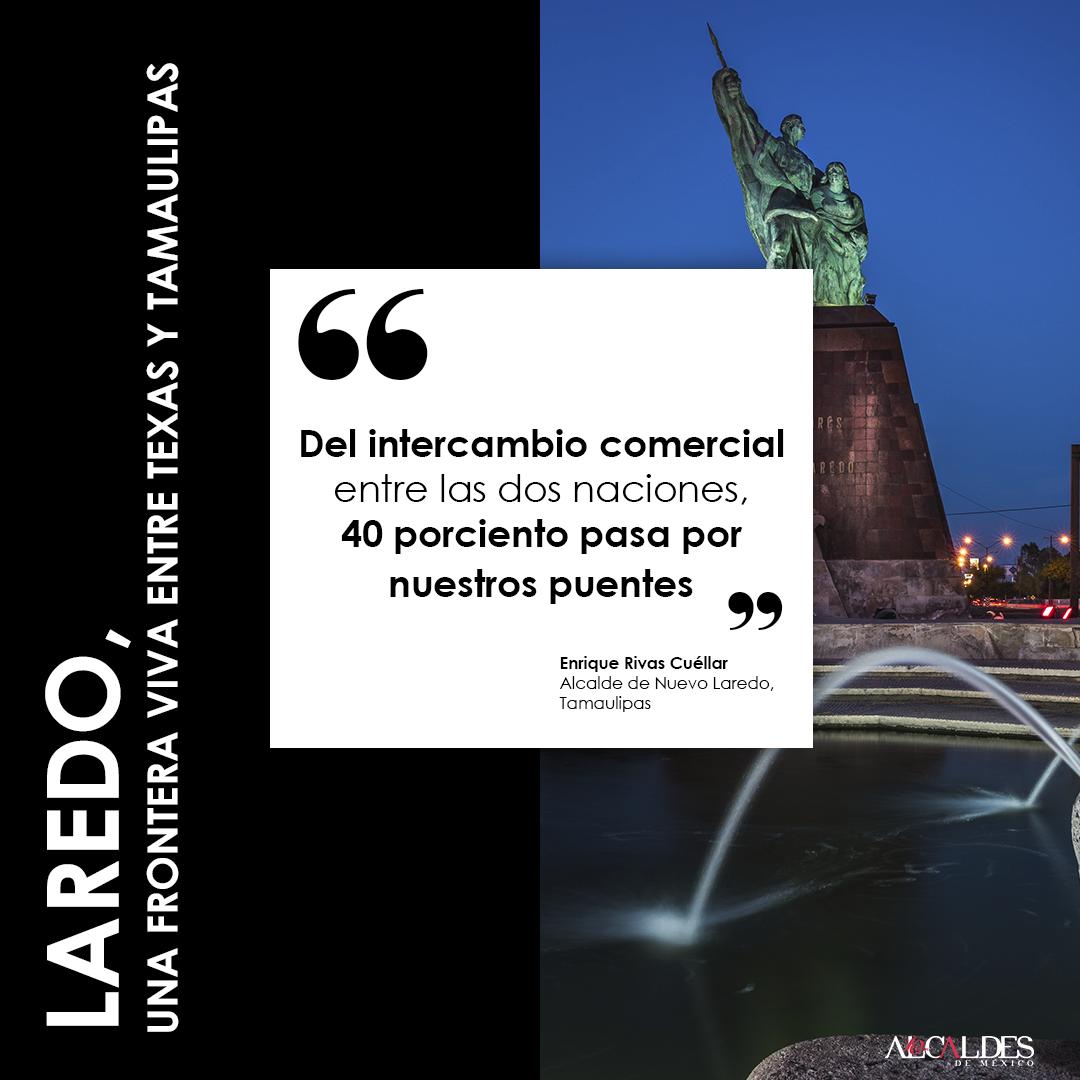 AlcaldesMexico's tweet photo. #NuevoLaredo y #Laredo #Texas, son ciudades vecinas que comparten mucho más allá que  una frontera. @EnriqueRivasCue y el alcalde Pete Saenz, trabajan en favor del desarrollo local: https://t.co/qjOIuKxXt3 https://t.co/vbUVs0homH