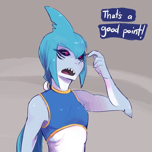 slimyshark's tweet image. "'S about time i got my name name carved around eh?"

❁ A loyal guardian of the sea.
❁ Despises humanity.
❁ Rude but soft.
❁ Kiiiinda lonely. (spoil her-)
❁ Loves a good sparring match!
———
Detailed rp pref
Plot pref
Earned nsfw
———
"so, help me carve the lands!"
More bellow