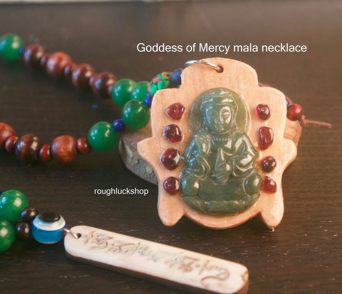 WizardKin82's tweet image. Excited to share the latest addition to my #etsy shop: Artist Quan Yin Talisman mala necklace } Prosperity Knot Design } Buddha Silhouette } Protection } Jade &amp;amp; Garnet Jewelry etsy.me/307t8J6 #everythingelse #religious #roughluckshop #kwanyin #quanyin #goddesso