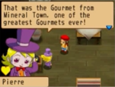 in island of happiness/sunshine islands we meet pierre, who reveals that the fomt gourmet is not an isolated incident but actually just a prominent member of an extensive gourmet family who presumably all dress like that? deepest gourmet lore....