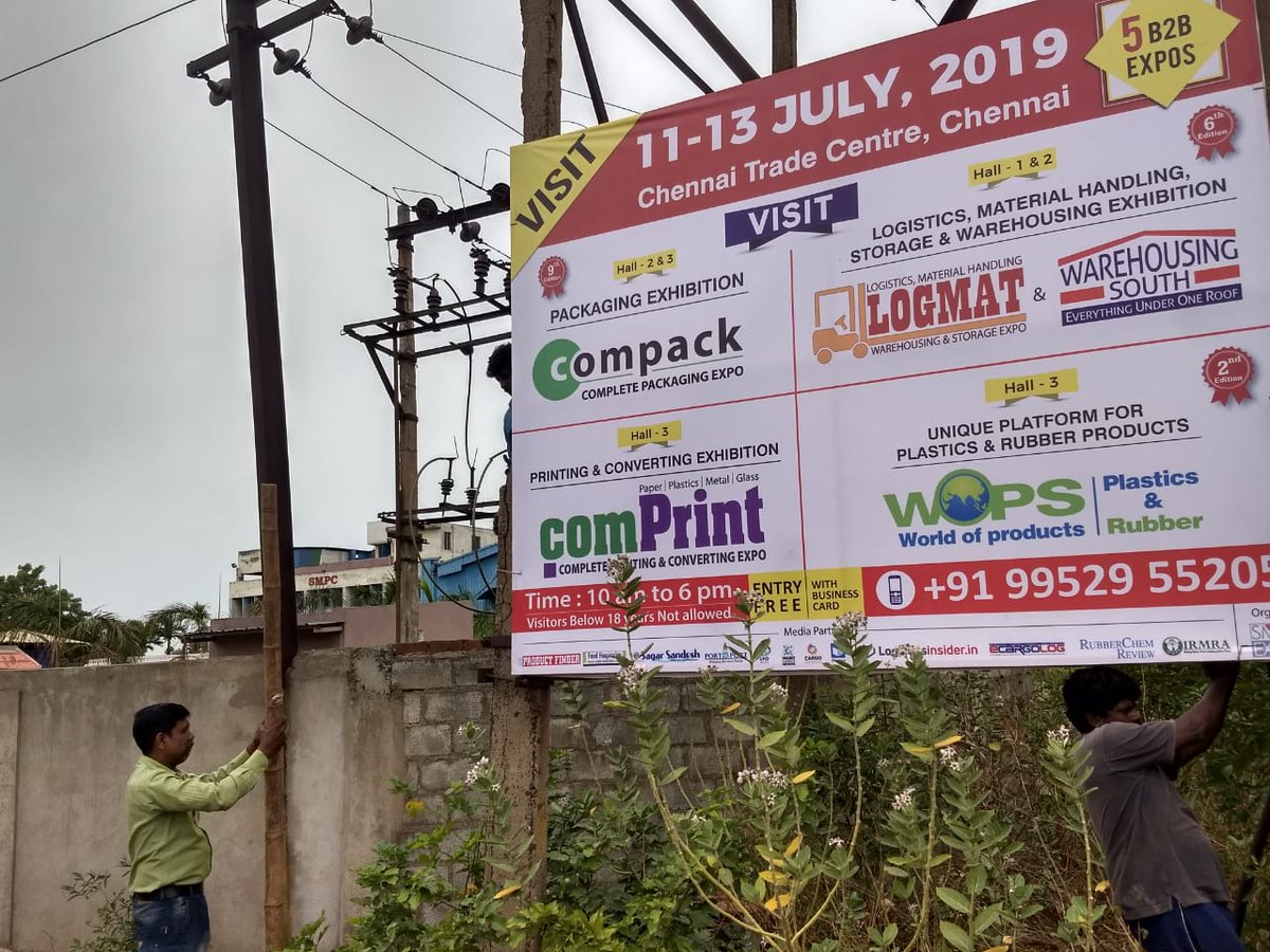 COMPACK_Expo's tweet photo. 2019 Out Door Promotions Started..

Register Online Hassle Free Entry: https://t.co/l4RcP4K6vz

9th Edition of #COMPACK - Premier #Packaging #Exhibition (#MACHINE#MACHINE#MACHINES | #METRICAL | #SYSTEMS)

July 11, 12 &amp; 13, 2019 in #ChennaiTradeCentre | #Chennai | #India https://t.co/g7ADJj8Pl8