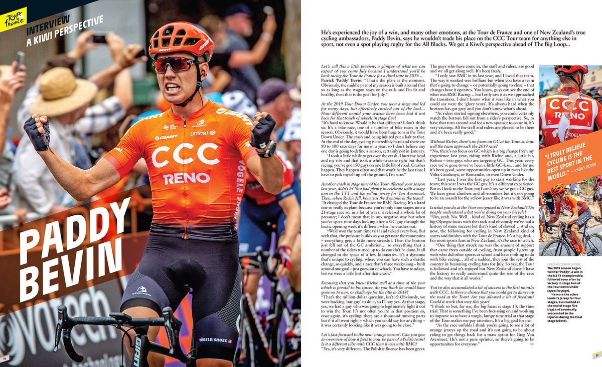Dear New Zealand cycling fans,
We are pleased to announce that the Official Tour de France Guide (2019 Aus/NZ edition) is now on sale in newsagents around New Zealand as of today.
There's a feature on <a href="/PaddyBevin/">Patrick Bevin</a> and a wealth of content about the big race!
Grab your copy now!