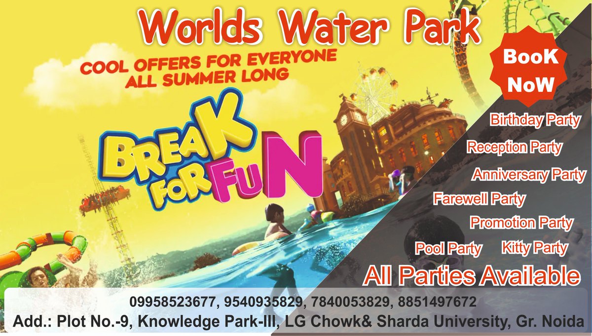 noidaviews's tweet photo. #noidaviews #greaternoida #WorldsWaterPark #lotsofoffers #activities #competitions #morecreativity #dontmiss #getitnow #celebrationtime #summerenjoy #poolparty #birthdayparties #anniversaryparty #alltypespartiesavailable #enjoy https://t.co/7m35bHewbd