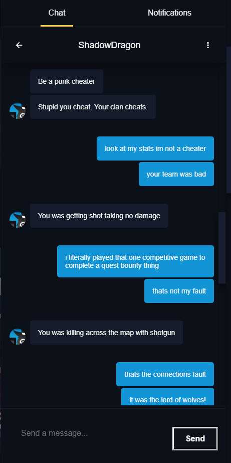 fire_dwyer's tweet photo. some kid I annihilated in a random solo queued #crucible competitive game accuses me of cheating because of the #LordofWolves lol #D2 #destiny2 #guardian #bungie https://t.co/Qoh7kDy5cf