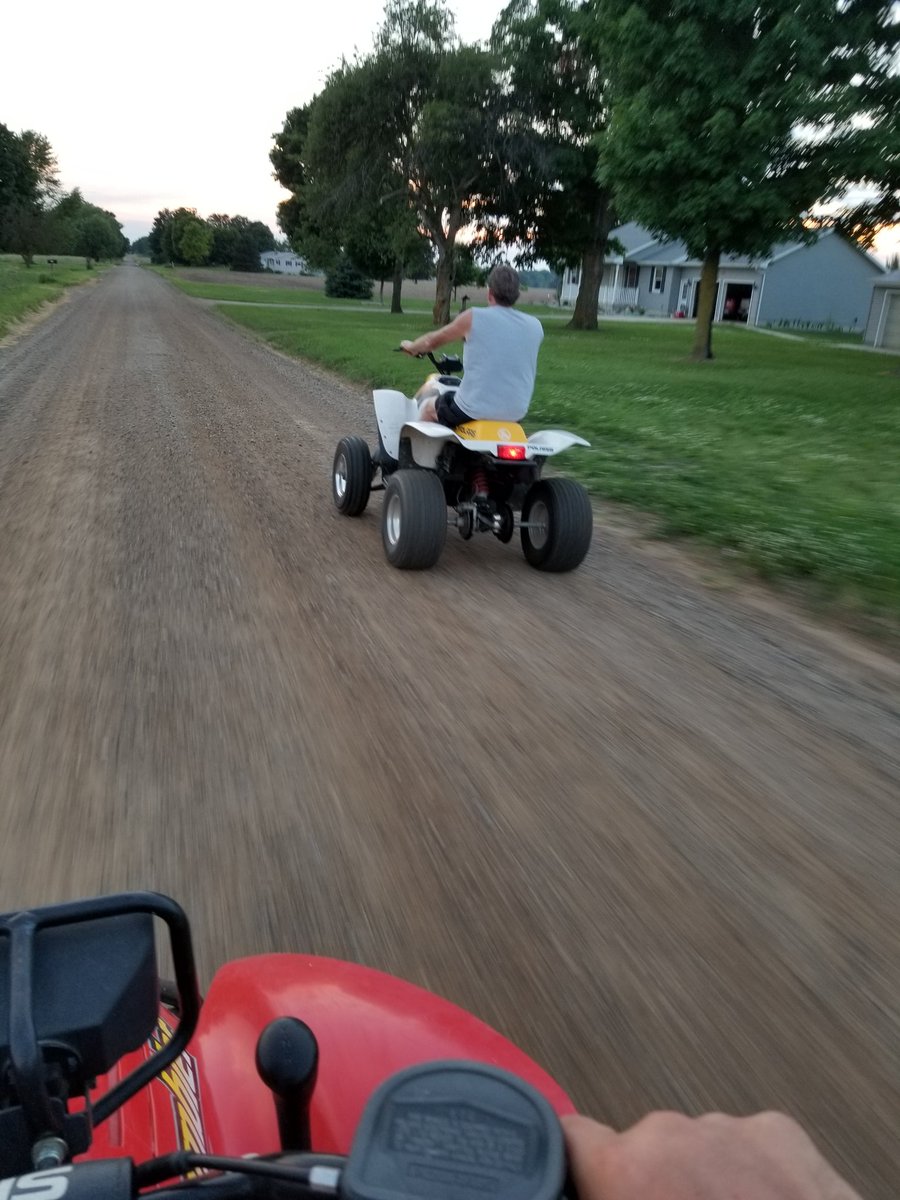 CoachRob68's tweet photo. One of my favorite end of the day activities since I was 6 years old with the 3 Wheelers &amp; now 4 Wheelers is a ride on the back dirt roads with my Dad.

#Country
#OpenThrottle
#FewBugsInTheFace https://t.co/GTD4xDLeQH