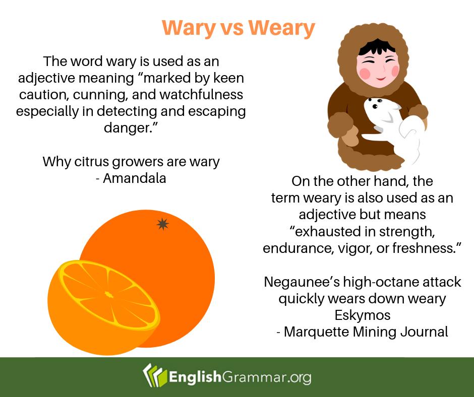 English Grammar Wary Vs Weary Vocabulary
