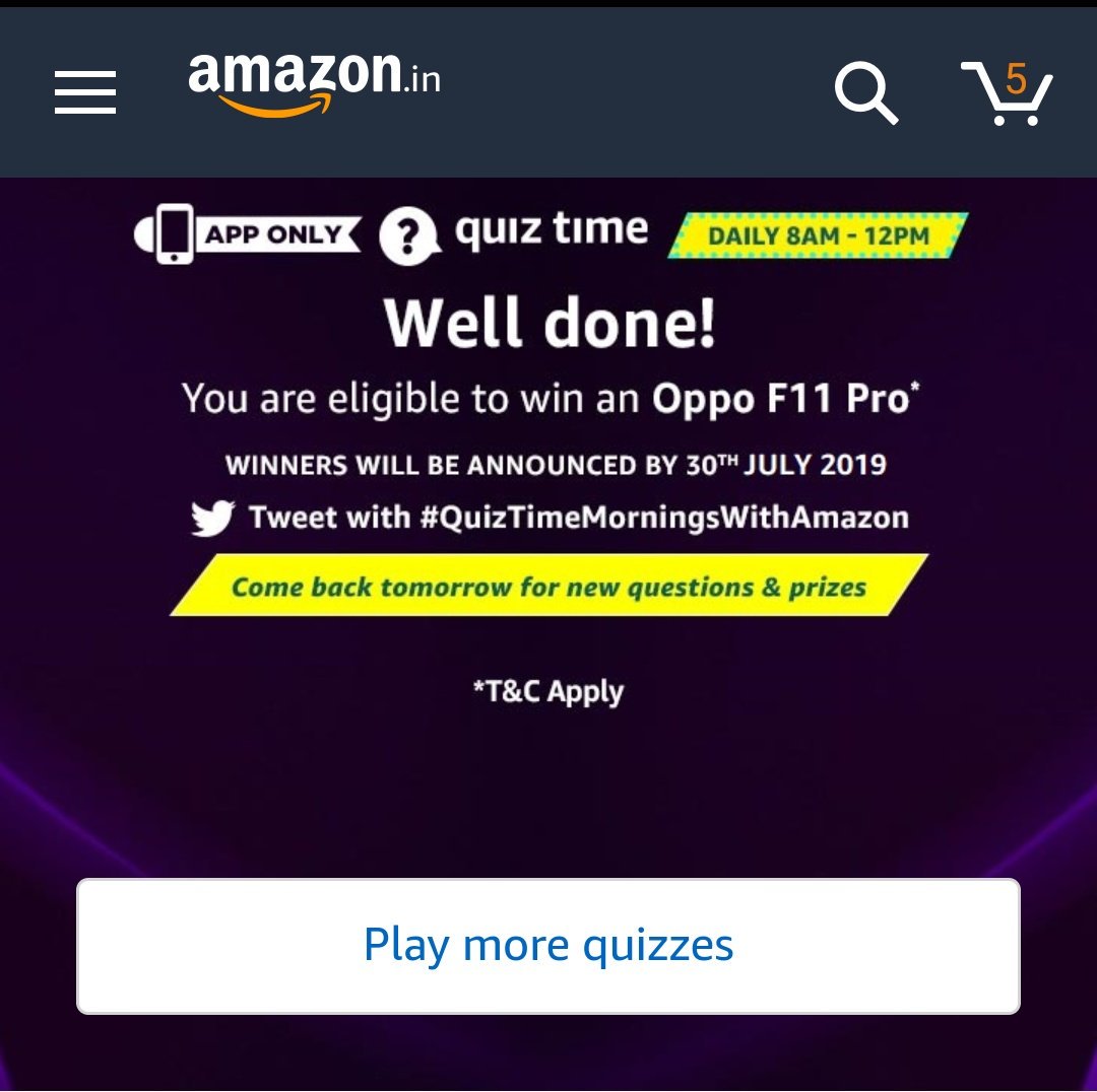 Shishir46079401's tweet image. #QuizTimeMorningsWithAmazon
#OppoF11Pro
#AmazonAnswerAndWin
