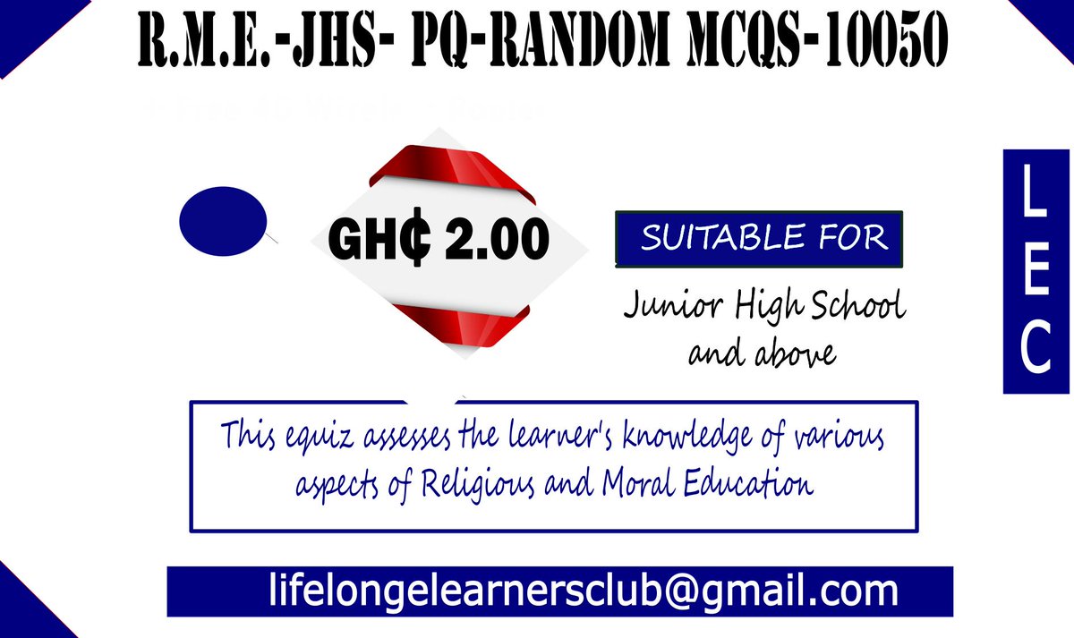 LifelongElearn's tweet photo. Request an electronic quiz with immediate feedback for your child, brother, sister, other relative or yourself in a subject of your choice. Contact lifelongelearnersclub@gmail.com or +233541903515 via Whatsapp. Thank you. #sat #act #igcse #prepareforexams #equizzes #lecequizzes https://t.co/QkJpJjvivU