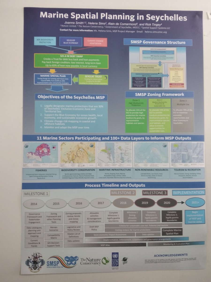 Just some of the great work going on in the Seychelles... The quality of posters this year at #wiomsasymposium2019 is fantastic #marinespatialplanning #coralrestoration @nature_org @wiomsa @NatureSey @GVIWORLD