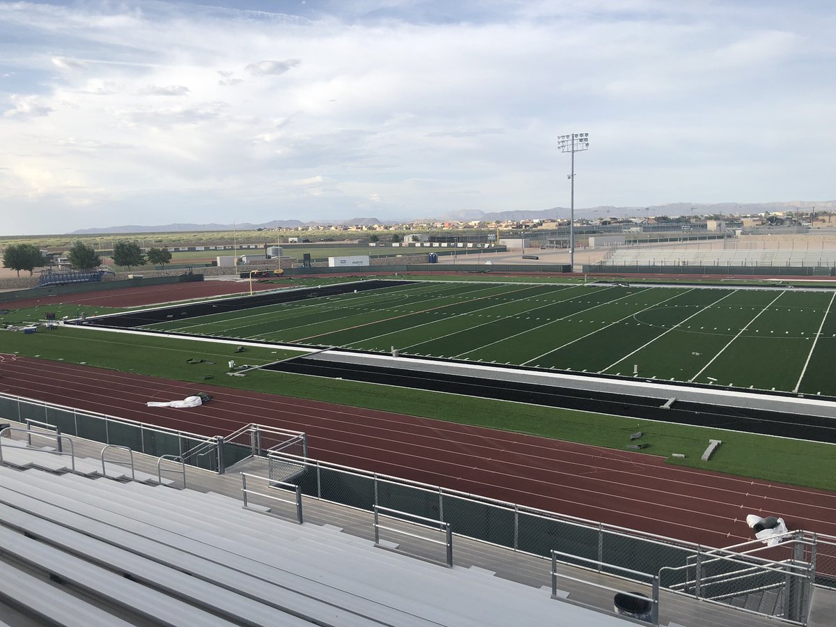 CoachPM_'s tweet photo. Update on Emperor Stadium’s new surface. Big difference from just a week ago. @hellasconstruct 
#scorpionstrong https://t.co/V1OsITbkiJ