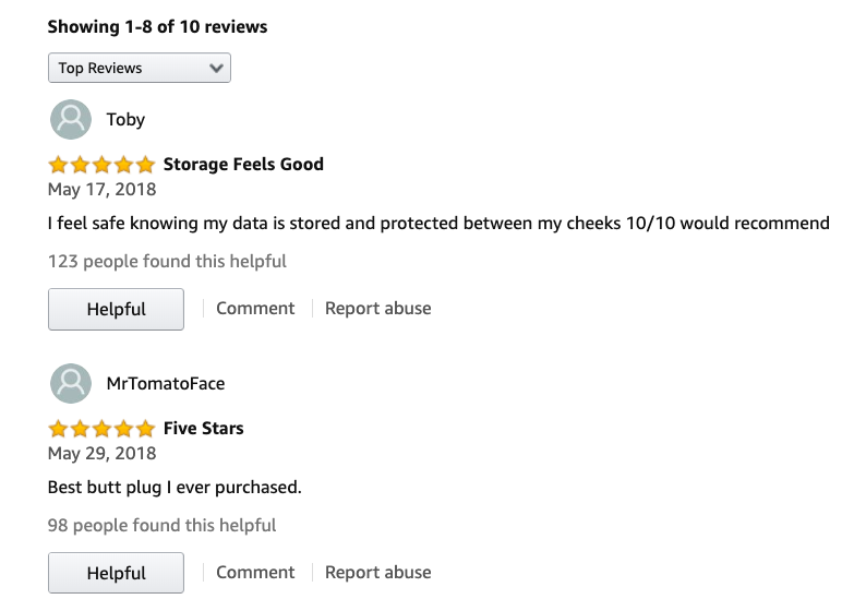 KeithMukai's tweet photo. OMG. I don't know why this product exists. But I'm glad the internet discovered it.
#amazon #usbbuttplug https://t.co/C5cvlyCOnB