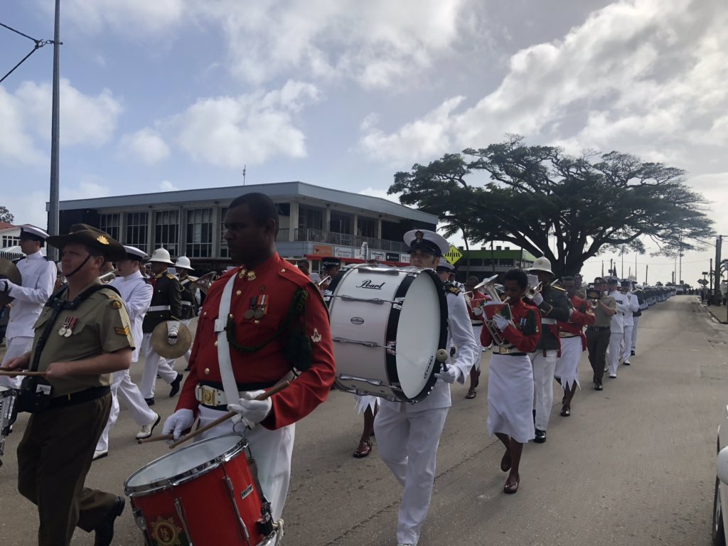 Combined Military Bands with Tonga Police Band, military Parade to celebrate King Tupou VI 60th Birthday Celebrations, 🇫🇯 🇦🇺 🇳🇿 🇹🇴 #FourthofJuly2019 @NZArmyBand @FijiDefence @NZArmy @SiaAdams