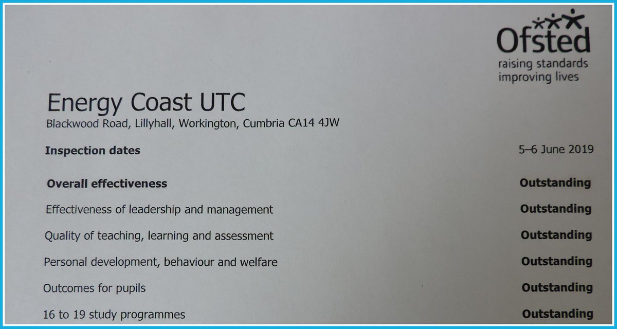 We are delighted to announce that Ofsted have graded us as Outstanding in all areas. Please go to our website for the report.
energycoastutc.co.uk