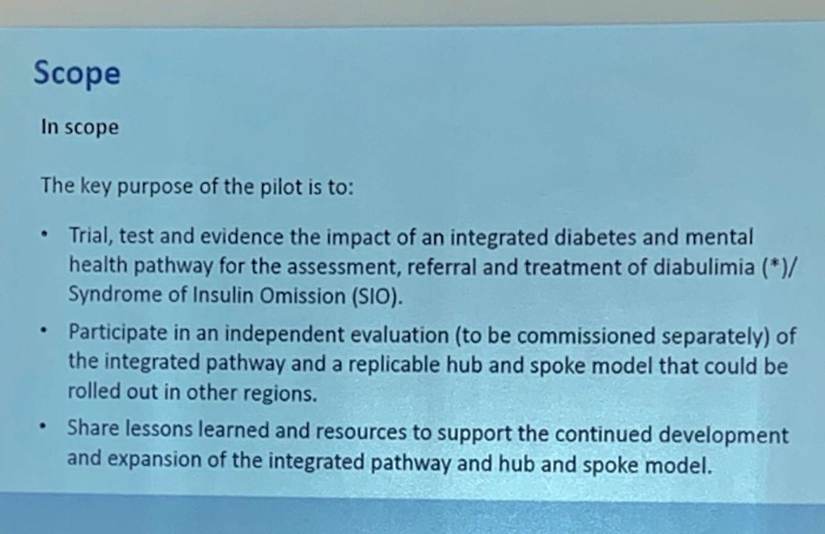 LisWarren's tweet image. ⁦@helenpartridge1⁩ describes the T1 diabetes &amp;amp; eating disorders project  in Bournemouth ‘Least important team member is diabetologist’, psych, nurses, 3rd sector, peers with T1 &amp;amp; A&amp;amp;E = key. #T1ED