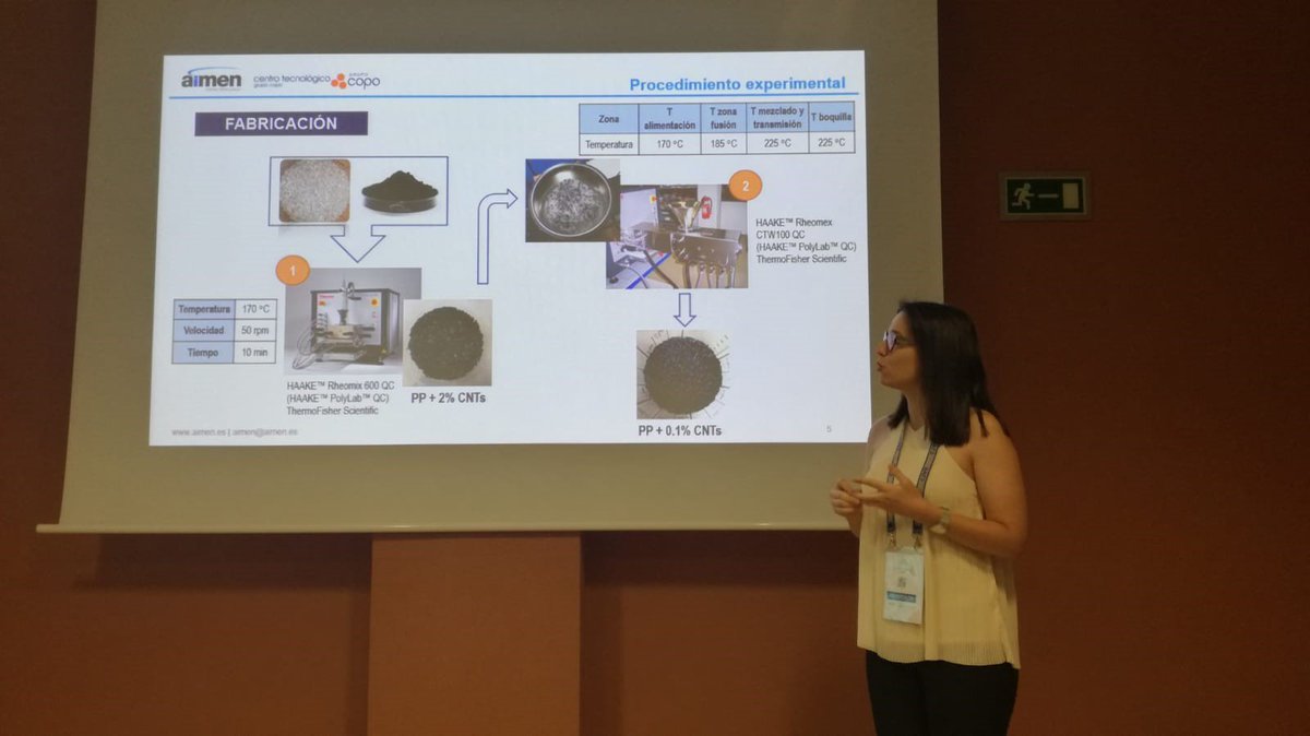 aimenct's tweet image. 🔴#MATCOMP19 

Esta mañana fue el turno de nuestra compañera Soraya Pintos para presentar el trabajo &quot;Desarrollo y caracterización de #nanocomposites de #polipropileno&quot;.