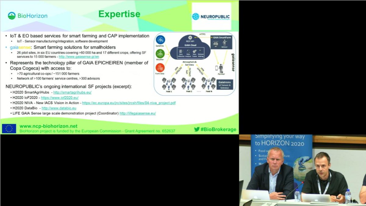 NEUROPUBLIC's tweet photo. Our @nikoskala presented the @gaiasenseGR #SmartFarming solution at #H2020SC2 &amp; KET-B #BioBrokerage in #Brussels; new collaboration opportunities for the upcoming @EU_H2020 calls!

Big thanks to the @ncp_biohorizon team for the great organisation
#AgriResearchEU #gaiasense #H2020 https://t.co/HXjfZW8aZJ