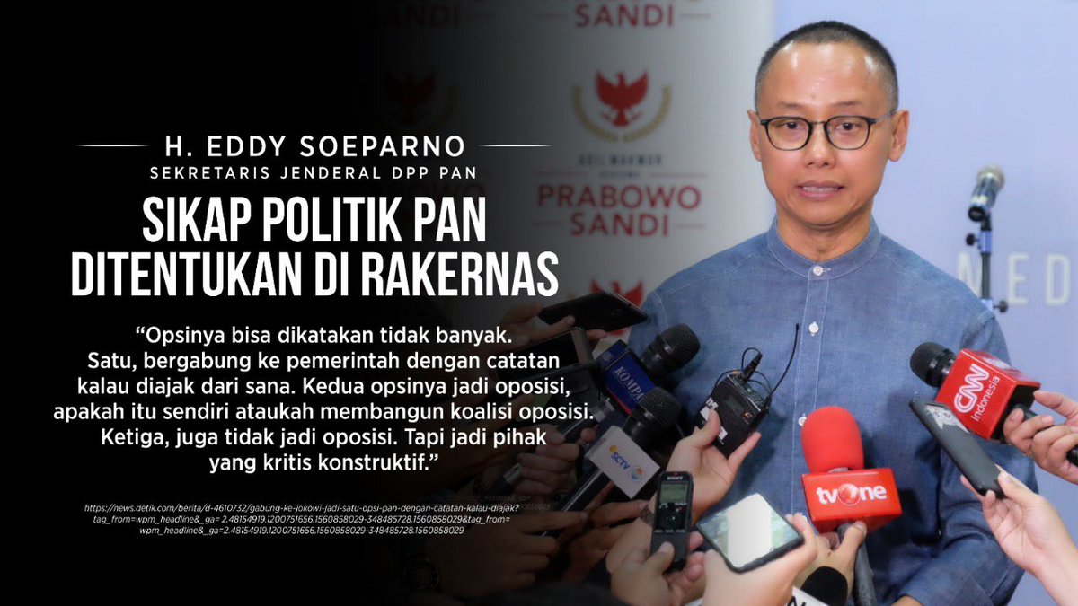 Official_PAN's tweet photo. Soal arah politik PAN, Sekjend PAN @eddy_soeparno menegaskan kembali bahwa pada dasarnya semua kemungkinan masih dapat terjadi. Dan hal itu akan diputuskan di dalam rakernas nanti.
#Amanat

https://t.co/lgCkgT54mh https://t.co/R6TbrH4or0