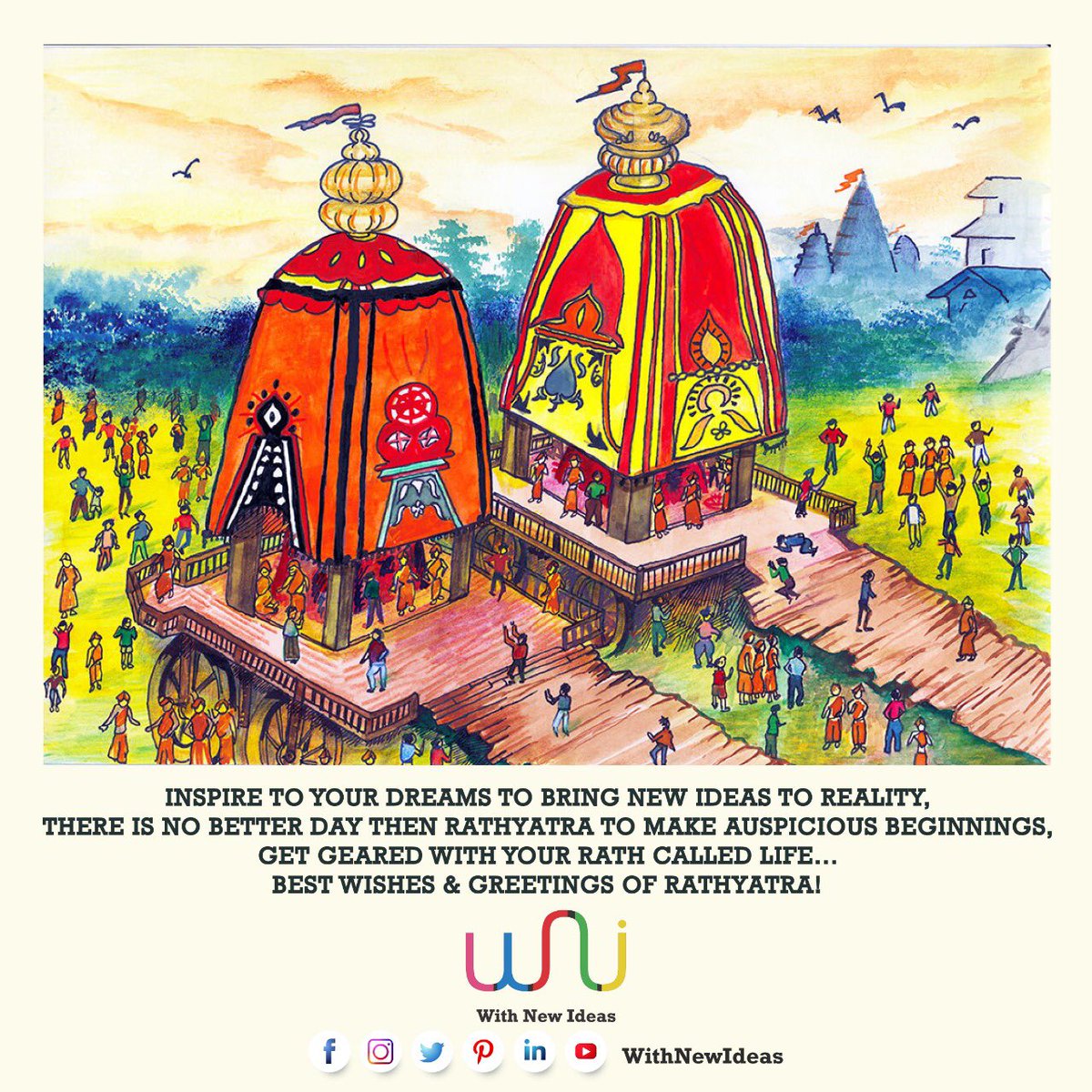 withnewideas's tweet photo. Inspire To Your #Dreams To Bring #NewIdeas To #Reality, There is no better day then Rath Yatra to Make Auspicious Beginnings, Get Geared With Your Rath Called #Life...
Best Wishes &amp; Greetings of Rathyatra! 
#lordjagannath #jagannath  #ahmedabad #festival #rathyatra #rathyatra2019 https://t.co/nbcjEIt36s