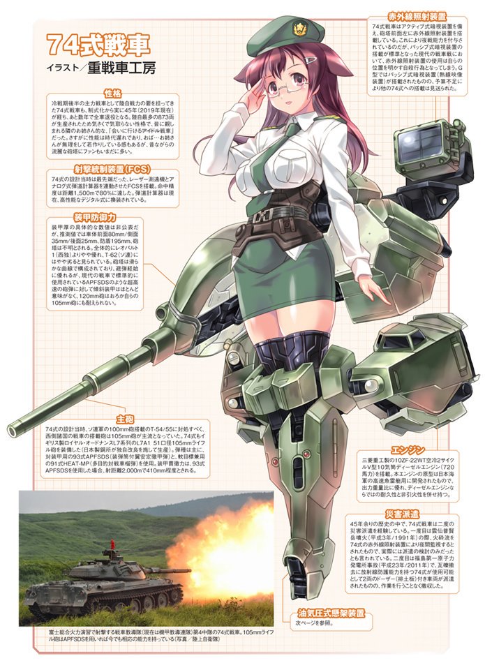 Twitter 上的 Mc あくしず ミリクラ編集部 今日は 74式戦車の日 ということで 重戦車工房先生 Jyusensya 画の74式お姉さんをご紹介 74式さんのイラストや図版も多数掲載されているあくしずムック 陸上自衛隊ガールズイラストレイテッド もよろしくお願いしまー