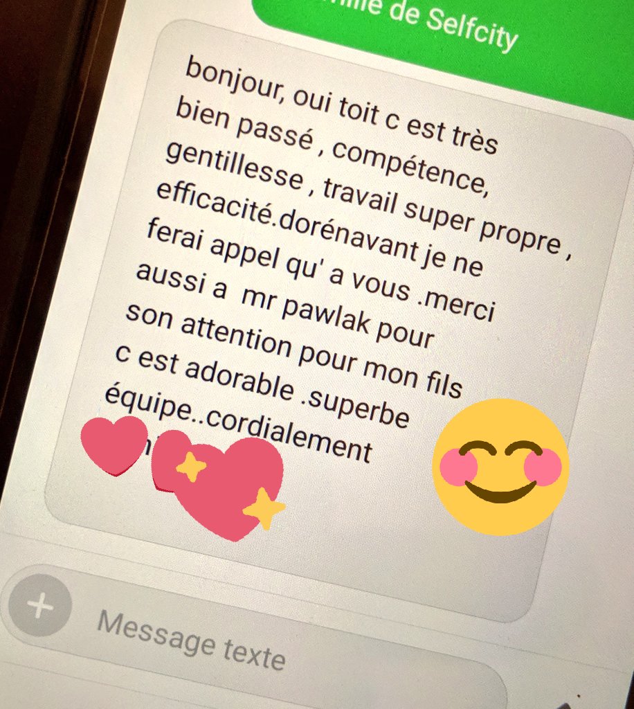 Quand la journée commence par un retour client comme ça, ça donne la patate 🥔. Bravo à toute l'équipe @selfcity_fr #plombier #customerFirst #care