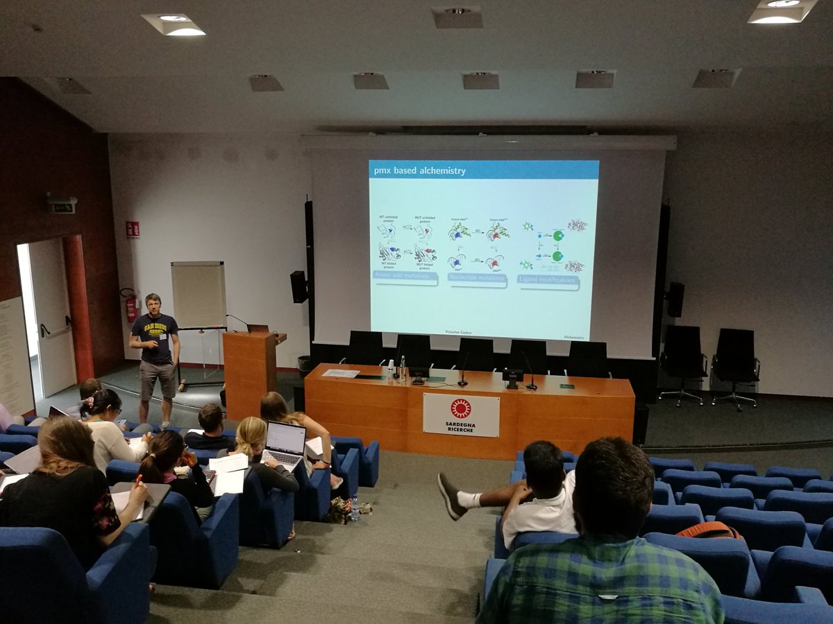 madAniceP's tweet photo. #Bioexcel2019 Summerschool starts its Day4 with a great talks of Bert de Groot and Vytautas Gapsys from @mpi_bpc on largescale Alchemical Free Energy calculations. #compchem #simulations #PMX #GROMACS @BioExcelCoE @SardegnaRs @GMX_TWEET https://t.co/y6cRO2ZdbY