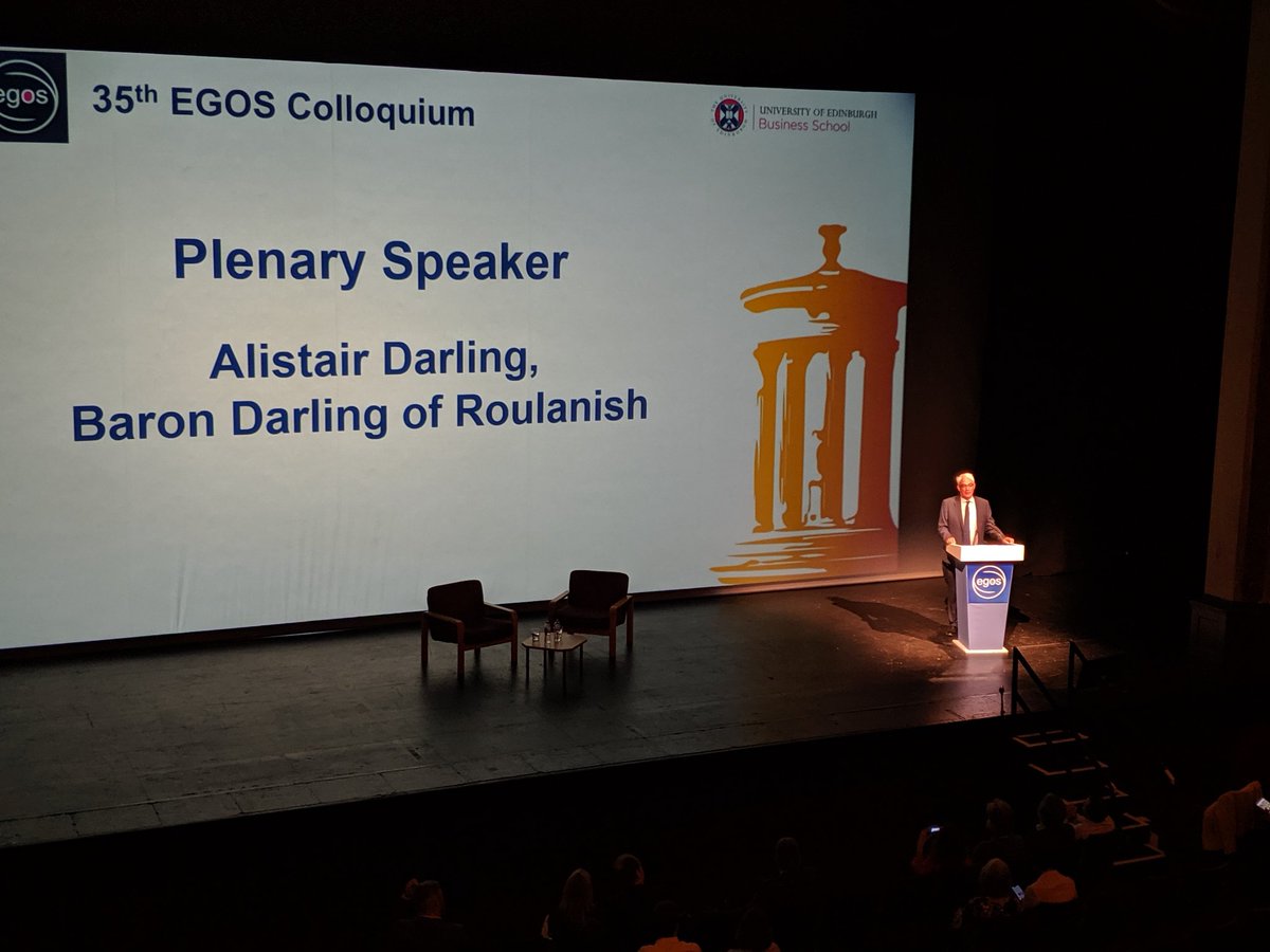 Alistair Darling delivers the opening keynote at #EGOS2019