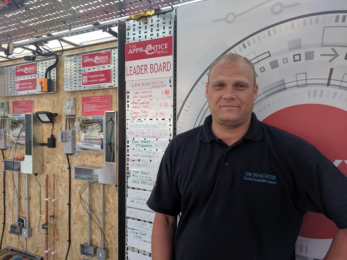 BREAKING #NEWS - Live from #Doncaster we have a new #ApprenticeWall all time record (previous 3:19)  @LEWelectrical @Lewden_Elec @LINIANFireClip @KnightsbridgeML @PremSpec @LitheAudio @auroralighting @officialNICEIC