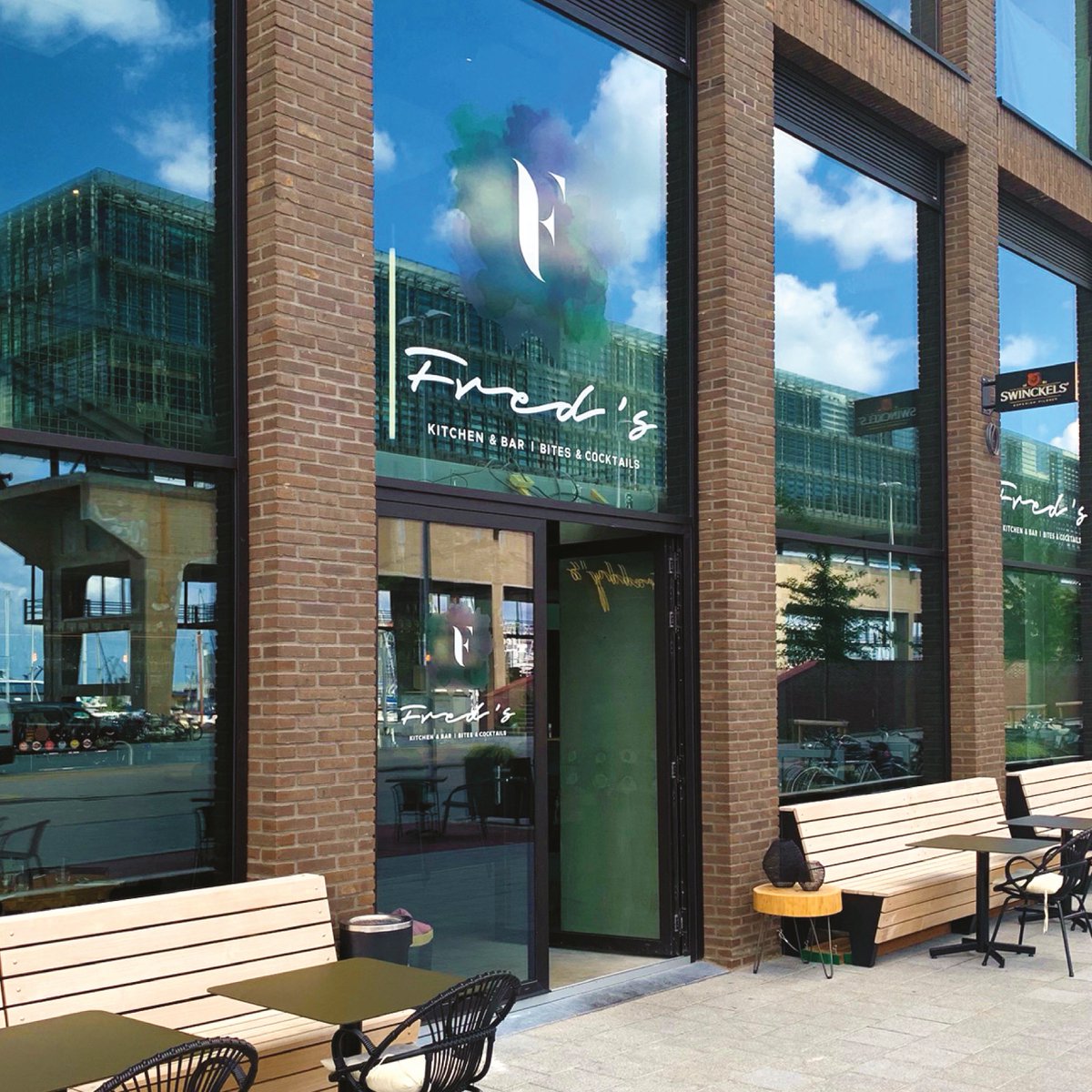 BullCreativeNL's tweet photo. Have you ever been to Fred’s Bar &amp; Kitchen? Check them out!

#Bullcreative 
#Plans 
#Restaurant 
#Kitchen 
#Fredskitchen 
#Nextup 
#Entrance 
#Logo 
#Windows 
#Bluesky https://t.co/dGCudL2Yww