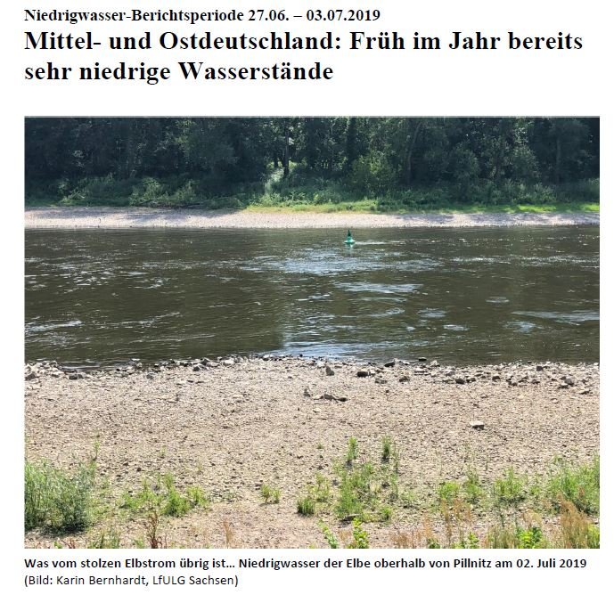 Die Bundesanstalt für Gewässserkunde (bfg), ein enger DWD-Partner, berichtet: "Mittel- und #Ostdeutschland: Früh im Jahr bereits sehr niedrige #Wasserstände". Bericht:  bit.ly/2RSDslq /kis