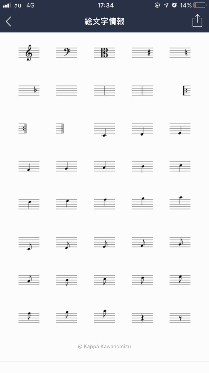Lineのメッセージで楽譜が送れる ありそうでなかった 音符やコード譜の絵文字が面白いし使えそう Togetter