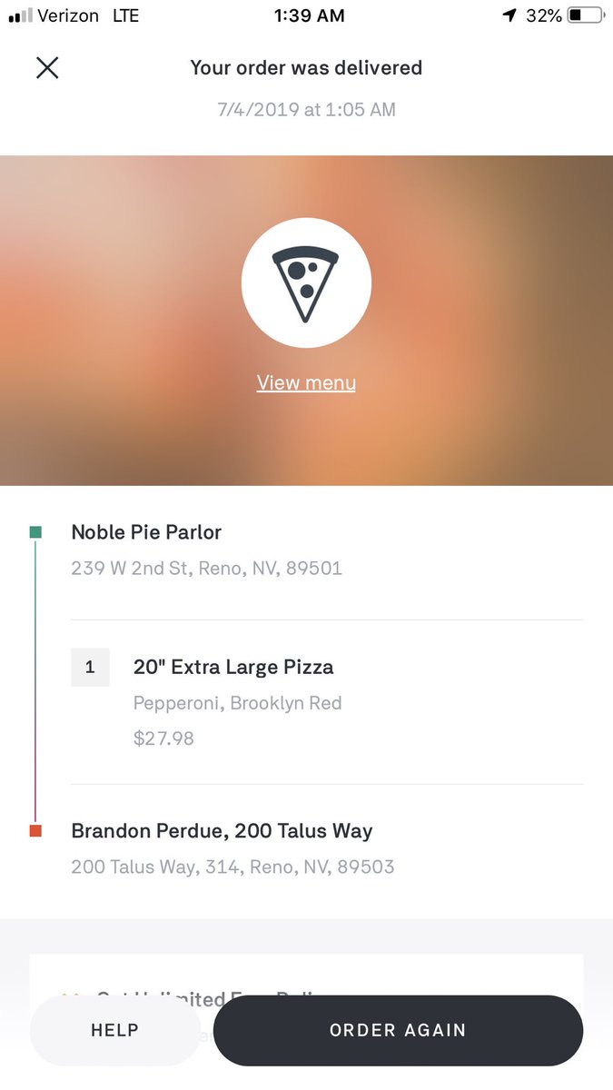 BrandonPerdue13's tweet photo. Bought a pizza for my boys and I it never came... #refund #kellyd @Postmates https://t.co/TS06M94PWx