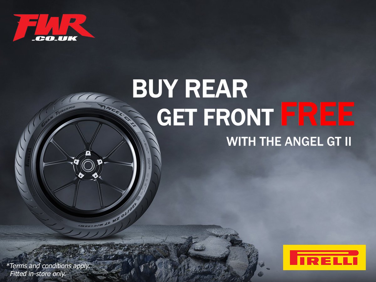 FWRltd's tweet image. I can't remember a promotion as good as this. @PirelliMoto 's new Angel GT2 is a fantastic choice at it's normal price, but for a limited time get a set fitted here and only pay for the fitting and the rear, yep that's right the front is free! Call for details