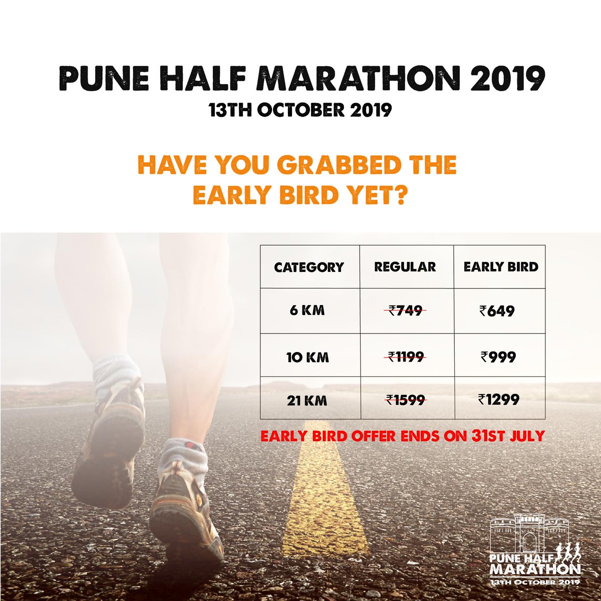 punehalfm's tweet photo. #PuneHalfMarathon is back with more josh this year. To register visit the link below. 
https://t.co/KdczgtaDuq
#MarathonRunning #Marathon #EarlyBirdOffer #HalfMarathon #Running #Fitness #MonsoonRun #PuneRoadRunners #TheJoshContinues #Offer https://t.co/bFjIAW651u