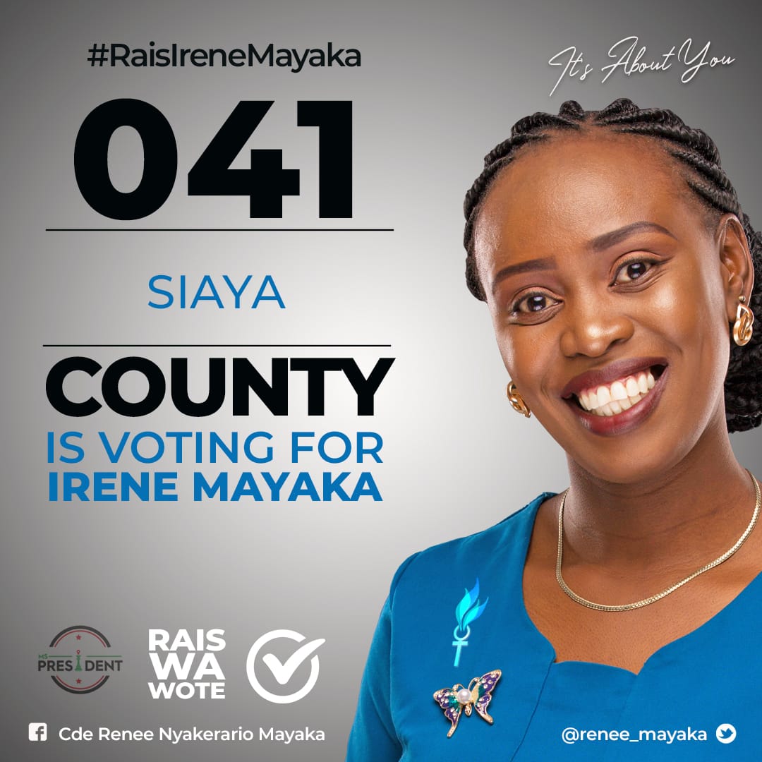 As Siaya County we shall move through the hills and valleys, visit every mansion and humble dwelling to make <a href="/renee_mayaka/">Hon. Nyakerario Mayaka</a> Ms President. We have the way <a href="/GwadiNicholas/">Nicholas Gwadi</a> <a href="/sylvesteroderoo/">sylvester odero owuo</a> <a href="/RasangaGov/">Gov. Rasanga AMOTH</a> <a href="/mildredwere/">mildred were</a> <a href="/softyoj/">Softy Ojiambo</a> #RaiseIreneMayaka